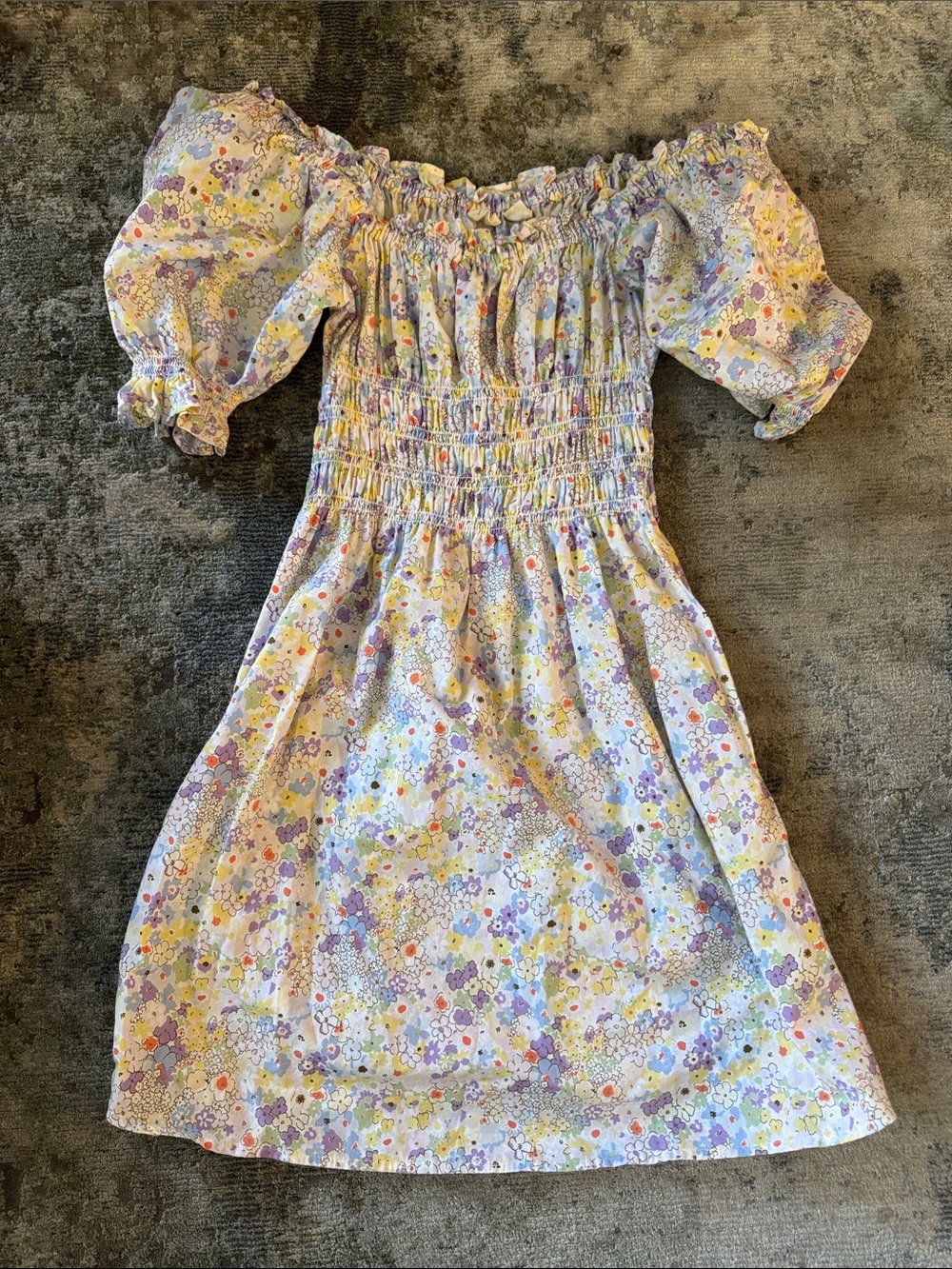 Levi's Lavender Floral Off-Shoulder Puff Sleeve Dress